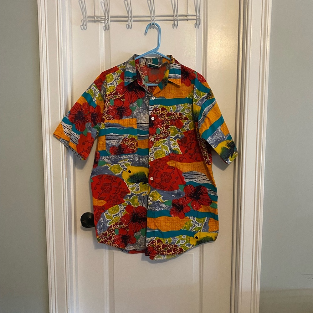 Island Life Vintage Multicolor Floral Men's Button Down Shirt